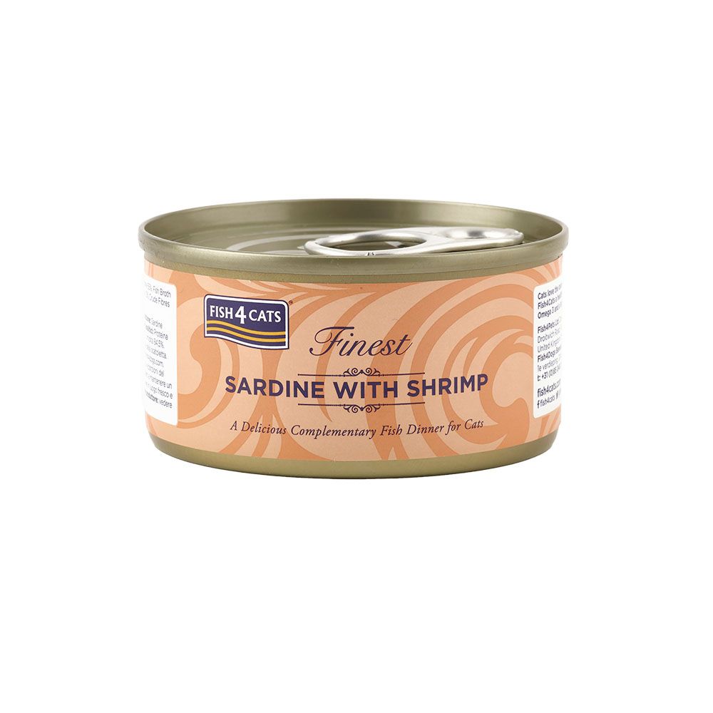 F4C KONSERVAI KATĖMS SU SARDINĖMIS IR KREVETĖMIS, 70G -  1