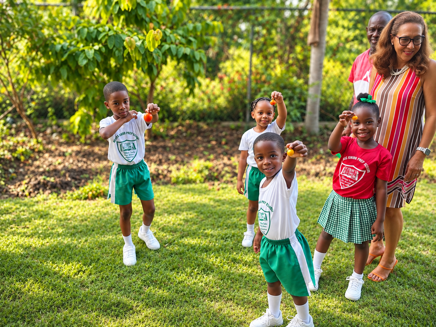 Morris Knibb Preparatory students harvesting in the school garden