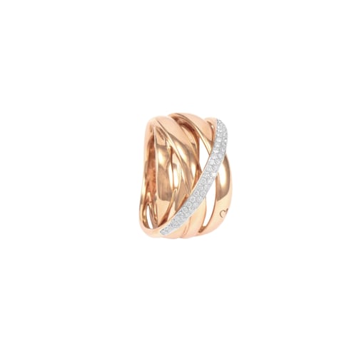 Anel Ouro Rosa 18K com 0,24K de Diamantes Brancos