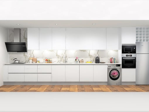 Cozinha Linear em Branco Brilhante