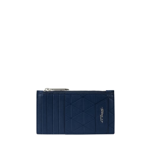 Porta-cartões Firehead Azul em Couro de Bezerro Grão Integral