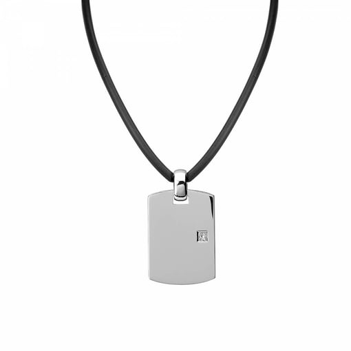 Colar com pendemte Ouro Branco e Diamante Monseo BE1818