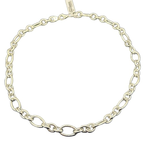 Colar em Prata 925 com Elos Ovais Grandes e Pequenos – 45 cm-1860-263