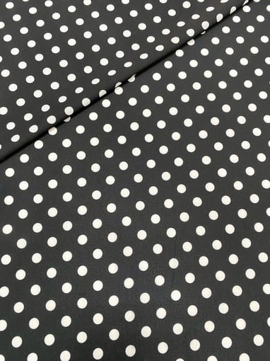 Crepe Estampado Preto com Bolinhas