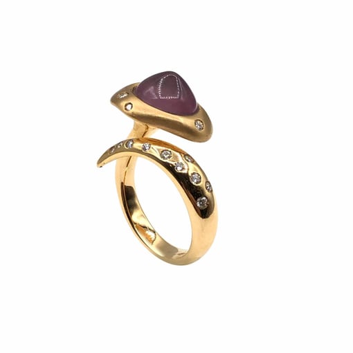 Anel Ouro Quartz Rosa e Diamantes AN5020