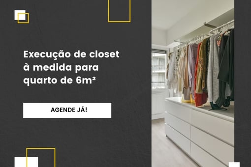 Execução de closet à medida para quarto de 6m²