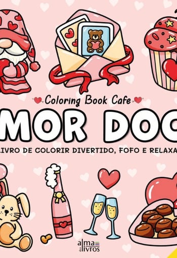 Amor Doce — Livro de Colorir com Corações, Animais Fofos e Muito