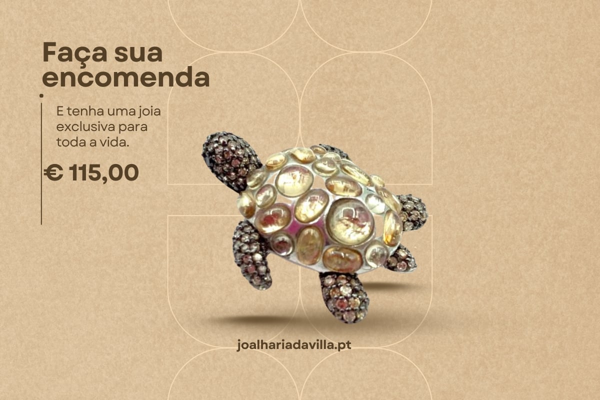 Alfinete em Prata Dourada com Zircónias Castanhas – Elegância