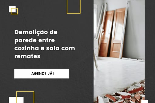 Demolição de parede entre cozinha e sala com remates