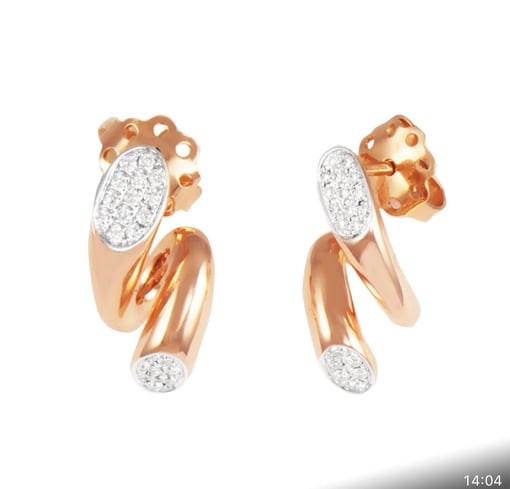 Brincos em Ouro Rosa 18K com 0,21 ct de Diamantes