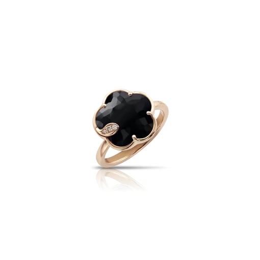 Anel Petit Joli em Ouro Rosa 18k com Ónix e Diamantes | Elegância