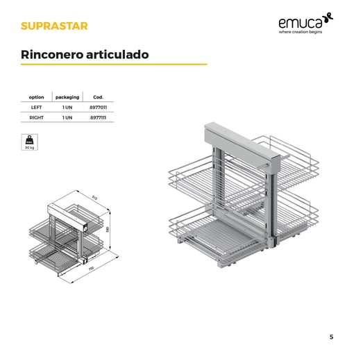 Ferragens de Cozinha - Suprastar Canto Articulado para Cozinha