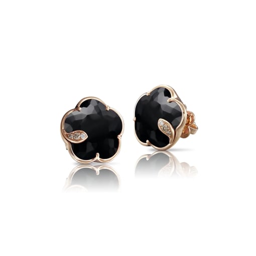 Brincos Petit Joli em Ouro Rosa 18k com Ónix e Diamantes