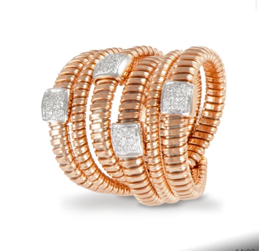 Anel Articulado em Ouro Rosa e Branco 18K com 0,29ct de Diamantes
