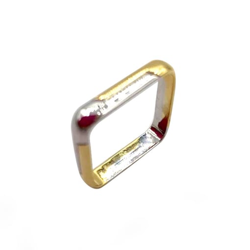 Aliança em Ouro Quadrada Bicolor Polida AL01017