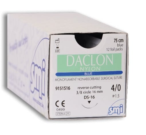 SMI Agulhas com Sutura de Nylon 4/0-3/8 Lanc 16mm, 75cm