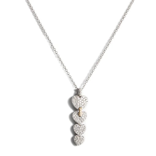 Colar Davite & Delucchi Modelo Cuori em Ouro Branco e Rosa