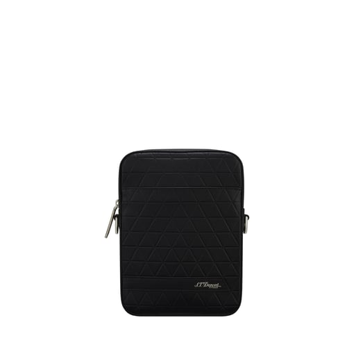 Bolsa Firehead Preta de Ombro em Couro de Bezerro Grão Integral