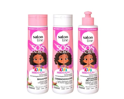 Kit Shampoo + Condicionador + Ativador de Cachos SOS Cachos Kids