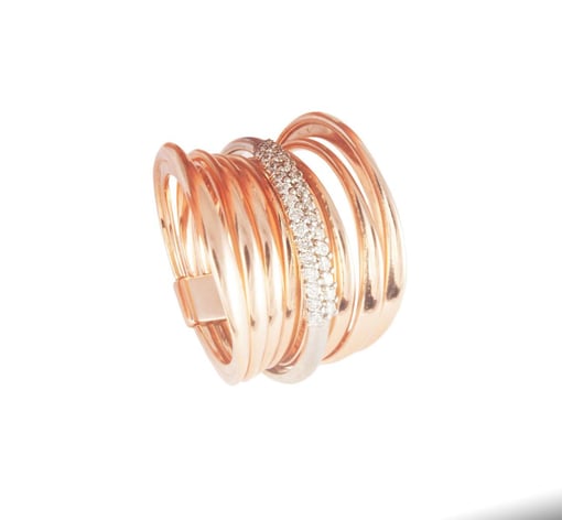 Anel em Ouro Rosa e Branco 18K com 0,27 ct de Diamantes