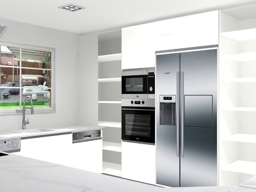 Cozinha em Branco Total com Eletrodomésticos em Inox
