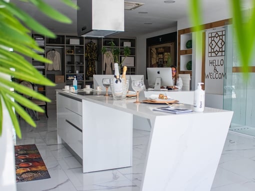 Ilha de Cozinha em Mármore Branco