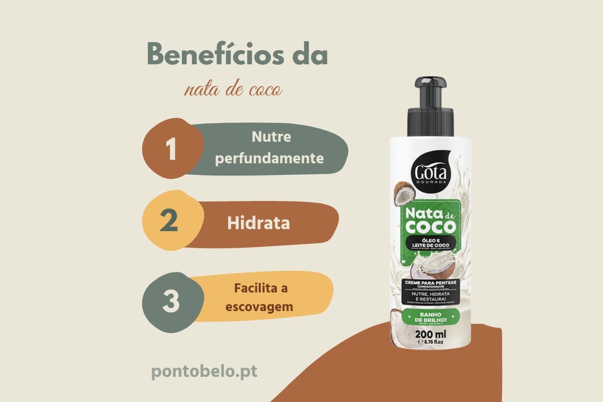Gota Dourada Nata de Coco Creme de Pentear  Hidratação e Nutrição