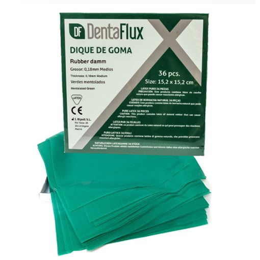 DENTAFLUX Diques de Goma verde medio mentolados (36 uni)