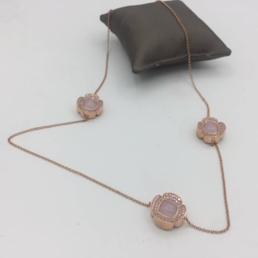 Colar Prata Dourada Rosa com Zircónias e Madrepérola CL3724