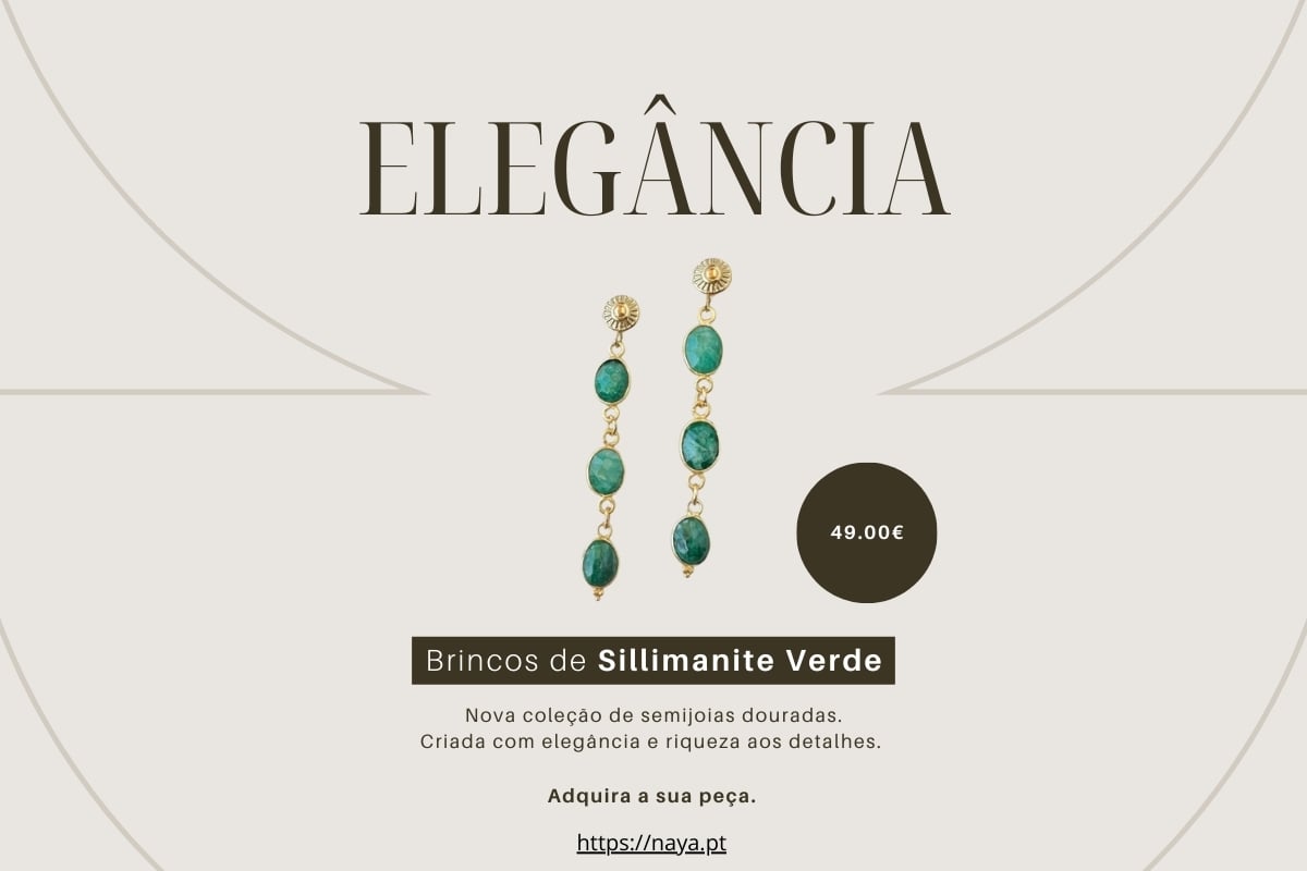 Brincos de Silimanite Verde com Banho de Ouro 24K – Exclusivos