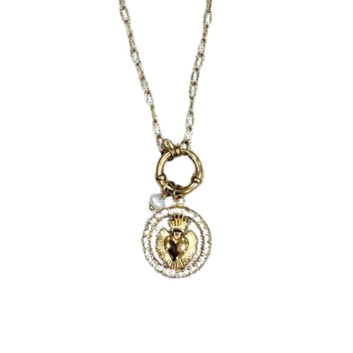 Fio Coração com Zircônia em Dourado