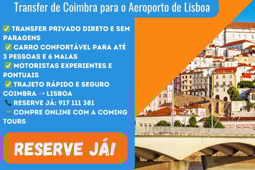 Transfer de Coimbra para o Aeroporto de Lisboa – Carro Privado