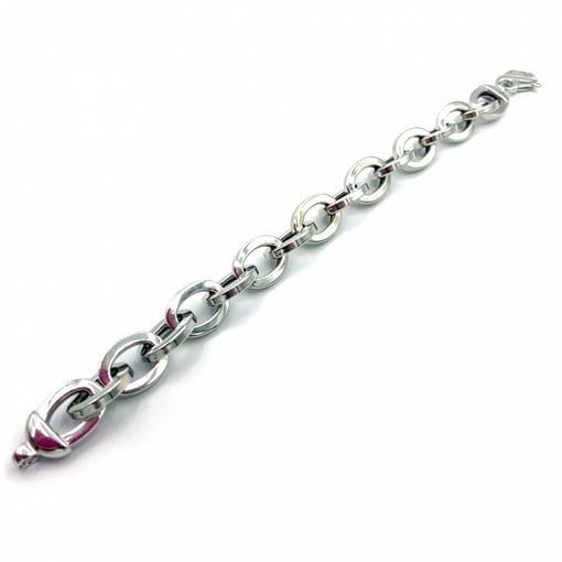 Pulseira Prata Rodinada Elos Ovais Ocos PU02030