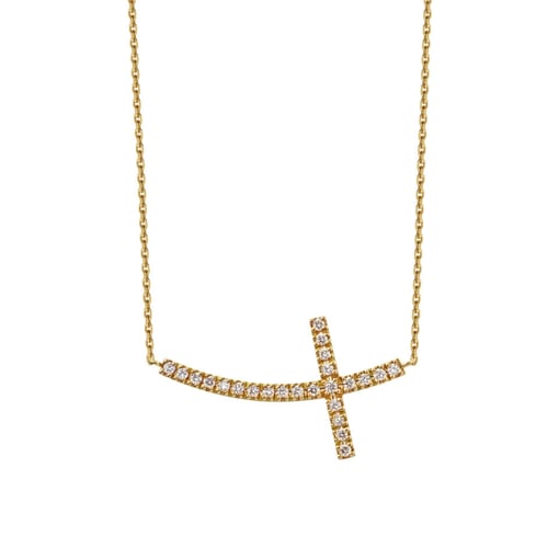 Colar Cruz em Ouro 19.2K com Diamantes