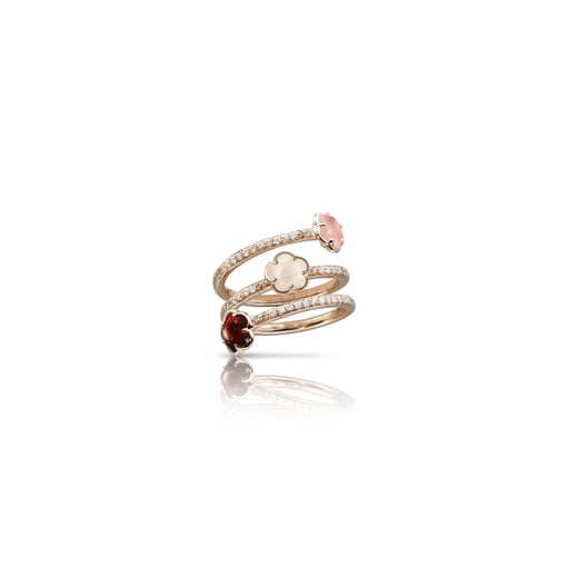 Anel Figlia dei Fiori em Ouro Rosa 18k com Pedras Preciosas