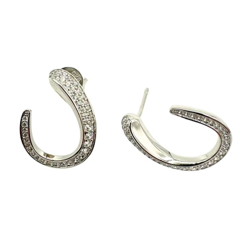Brinco Argola em Prata 925 com Zircónias Brancas – 2cm, 3,4g