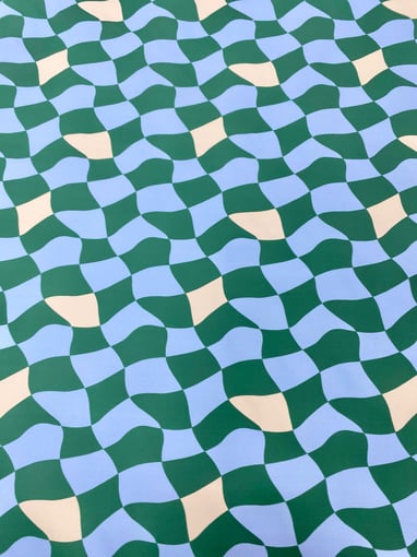Tela Impermeável Estampa Quadriculadas Verdee Azul