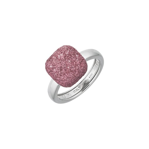Anel Pesavento Rosa Jaipur em Prata com Banho de Ródio