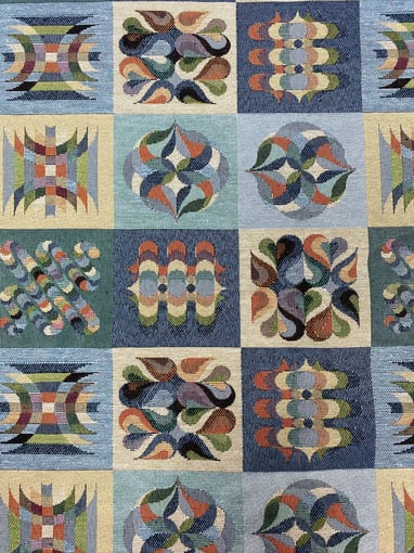 Gobelin Estampado Quadrado Azul com desenhos
