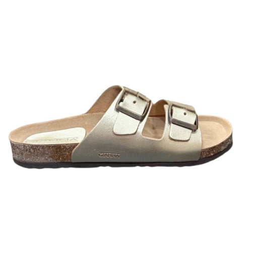 Chinelo Bio Gianna em Pele Dourada com Duas Fivelas