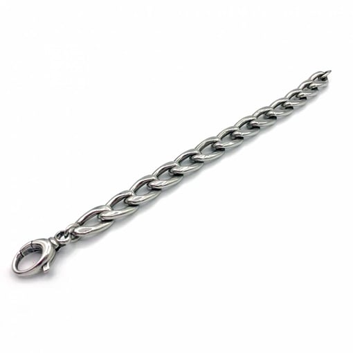 Pulseira Prata Rodinada Barbela Oval Oca PU01521
