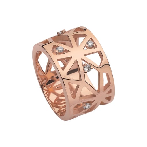 Aliança Larga em Ouro Rosa com Diamantes