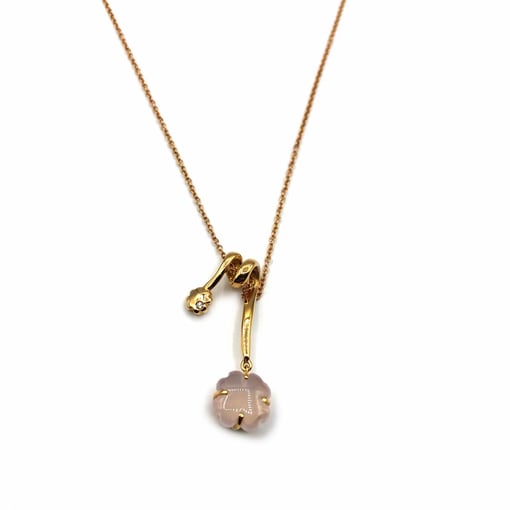 Fio Ouro Rosa com Pendente Flor Quartz Rosa e Diamante CL3342
