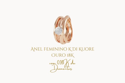 Anel Feminino K Di Kuore Ouro 18K com 0,10K de Diamantes