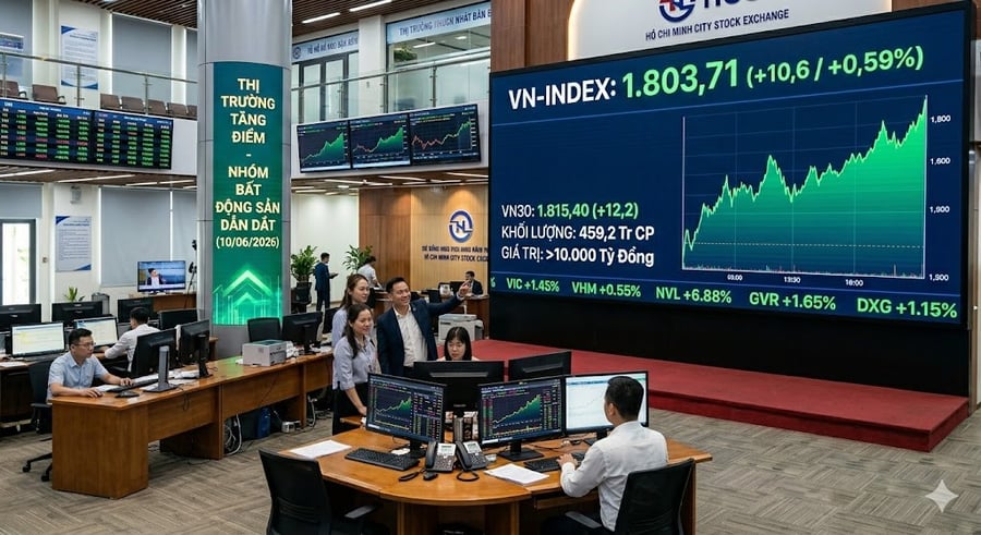 VN-Index ngày 10/6: Cổ phiếu bất động sản đưa chỉ số vượt 1.800 điểm