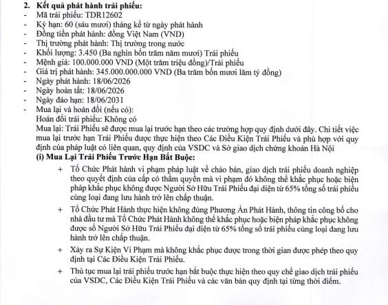 Tandoland phát hành trái phiếu 345 tỷ đồng