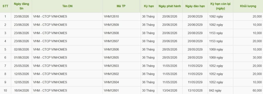Vinhomes huy động thêm 6.000 tỷ đồng trái phiếu