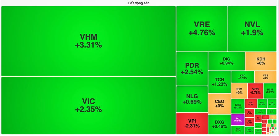 VN-Index tăng 14 điểm, họ Vingroup góp hơn 13 điểm, cổ phiếu bất động sản bứt phá