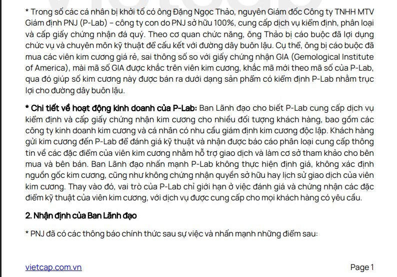 Bà Cao Thị Ngọc Dung: Gia đình đang cân nhắc mua vào cổ phiếu PNJ