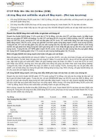 DCM: Báo cáo cập nhật KQKD Q2/2026